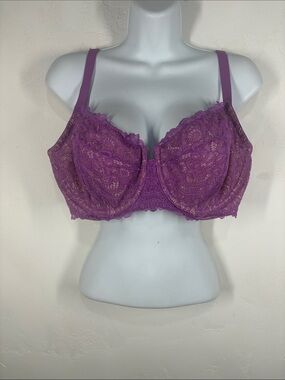 Soma Unlined balconette Purple Lace Underwire Bra - size 40DD